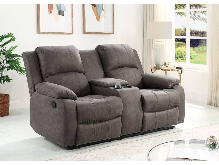 2-Sitzer GOODPRODUCT Cicero, Lederoptik, Kinosofa, man. Relaxfunktion, TV-Sessel, B: 173cm , grau (dunkelgrau), B:173cm H:99cm T:99cm, Sofas, 2-Sitzer, 2 Getränkehalter und Staufach, Federkern, extra bequem
