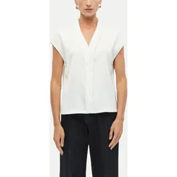 Blusenshirt mit Satin-Blende Weiß 42