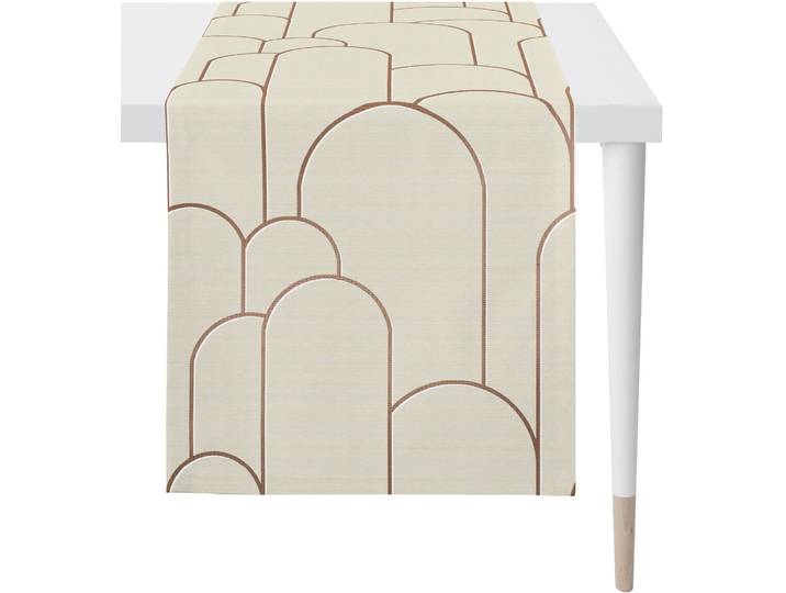 Tischläufer APELT Vision, LOFT STYLE, Jacquard , beige (natur), B:44cm L:140cm, Polyester, Viskose, Tischdecken, Tischläufer