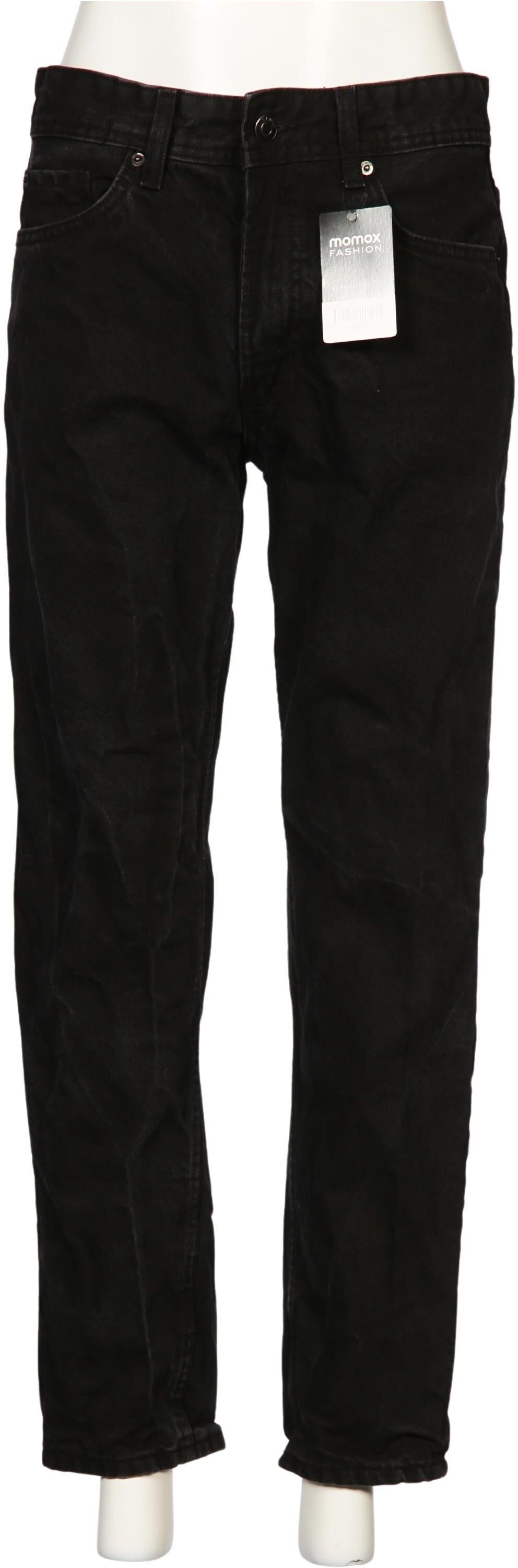 bershka Damen Jeans, Schwarz, Gr. W30, Baumwolle - Second Hand