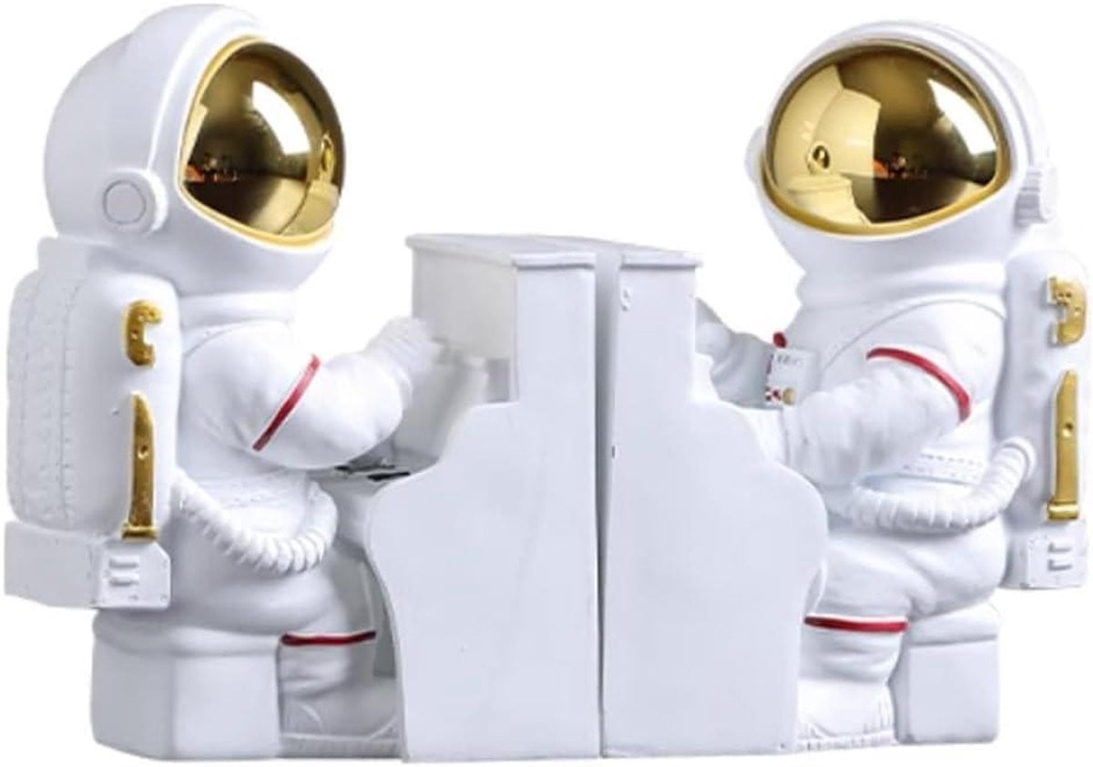 Zilverkleurige Astronaut Boekensteunen van Hars voor Creatieve Ruimte Decoratie