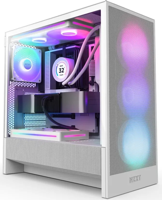 NZXT H5 Flow Gaming PC Gehäuse Midi-Tower Weiß Seitenfenster