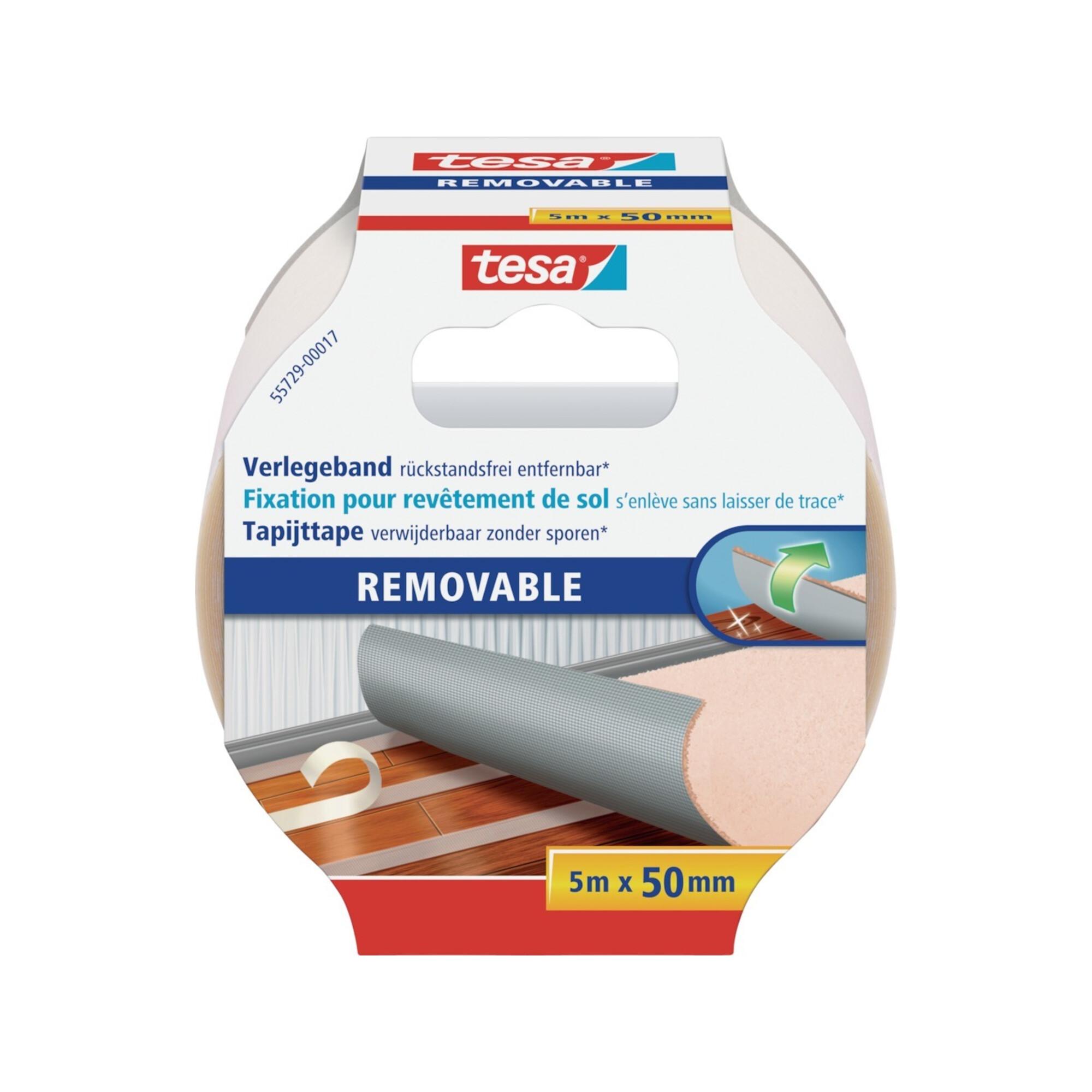 tesa® 55729 Doppelseitiges Verlegeband Removable 5 m × 50 mm (55729-00017-00)