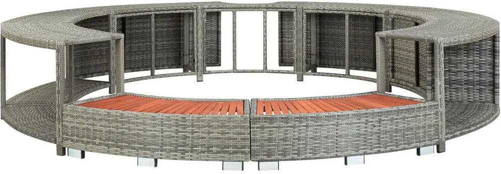 Freeport Park Hot Tub Surround Poly Rattan Grey 55cm H X 283cm W X 283cm D