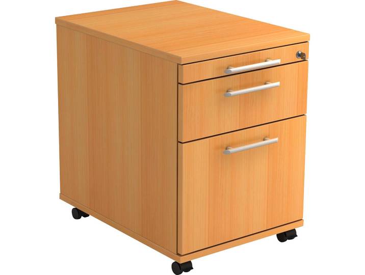 Venda Rollcontainer, Buchefarben, 3 Schublade(n) Schubladen, 42.8x59x58 cm, Fsc, DIN EN ISO 14001, Beimöbel erhältlich, Büromöbel, Schreibtischcontainer, Rollcontainer