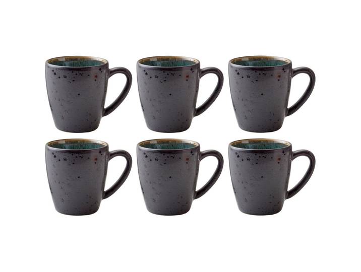 Kaffeetassen-Set BITZ Schwarz/Grün Steinzeug H 8 cm 190 ml - Kaffeetassen-Set