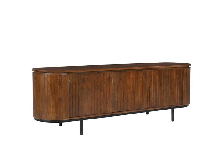 Mid.you Lowboard, Natur, Schwarz, Holz, Metall, Mangoholz, massiv, 170x56x43 cm, Holzmöbel, Kleinmöbel Holz, Holzkommoden, Lowboards Holz