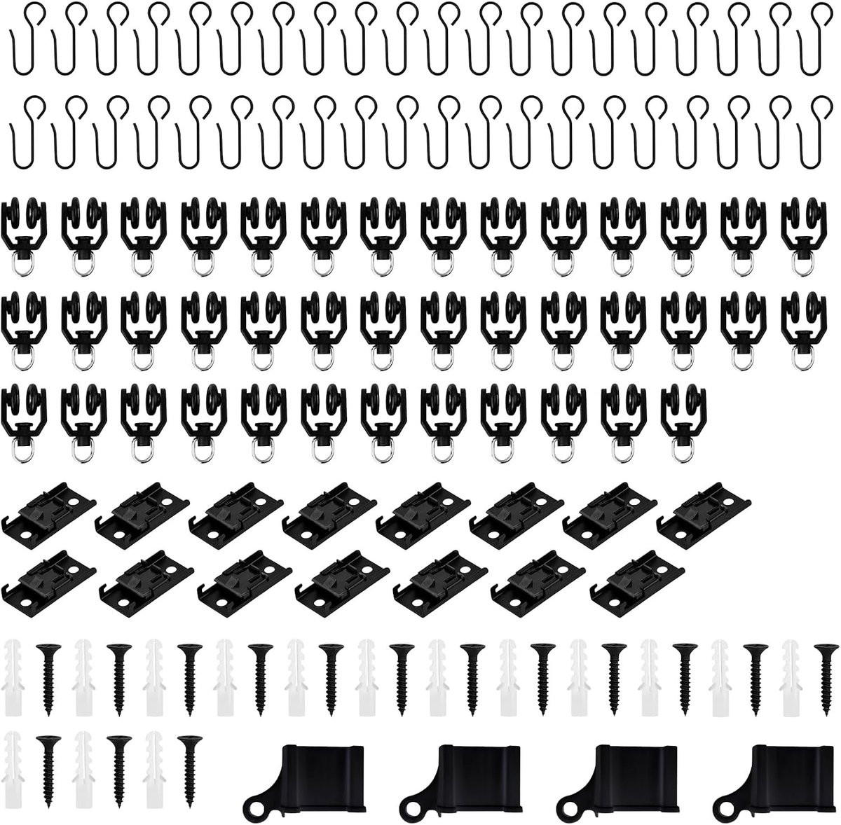 Accessoires voor Plafond Gordijnrails, 114 Onderdelen, Zwart