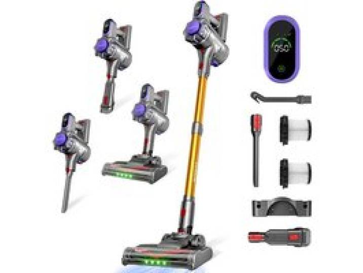Aspirateur Balai sans Fil 45 KPa 50 min tube télescopique brosse anti-enchevêtrement filtre HEPA vidage un clic sols et voiture