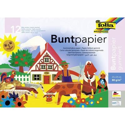 Folia Glanzpapier BASIC nassklebend, 23x25cm, 12 Blatt