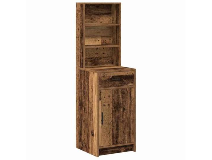 Fisinber Highboard Altholz 40x40,5x135 cm Holzwerkstoff Schrank Schlanker Anstellschrank in Altholz-Optik für Wohnzimmer und Flur mit Schublade sowie Türfach für mehr Ordnung.