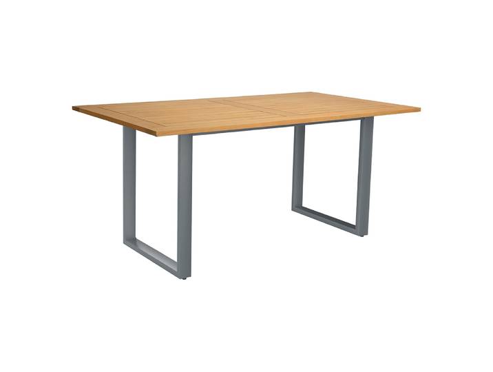 Stern Kufentisch 180x100 cm Aluminium graphit Tischplatte Teak