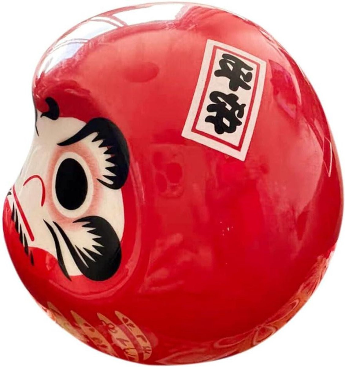 Zen Standbeeld Pop - Wiebelend Poppetje - Rood - Keramiek - Hoogte: 6 cm