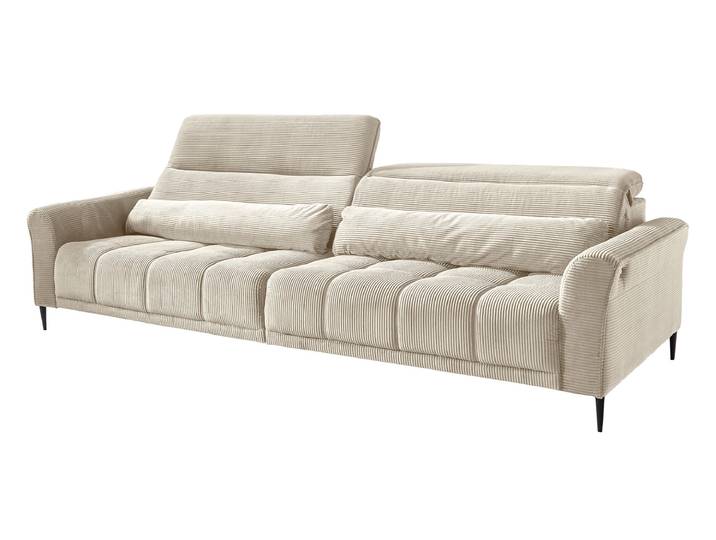 Big Sofa Cord beige elektrisch ausfahrbar 280 cm - LOGAN