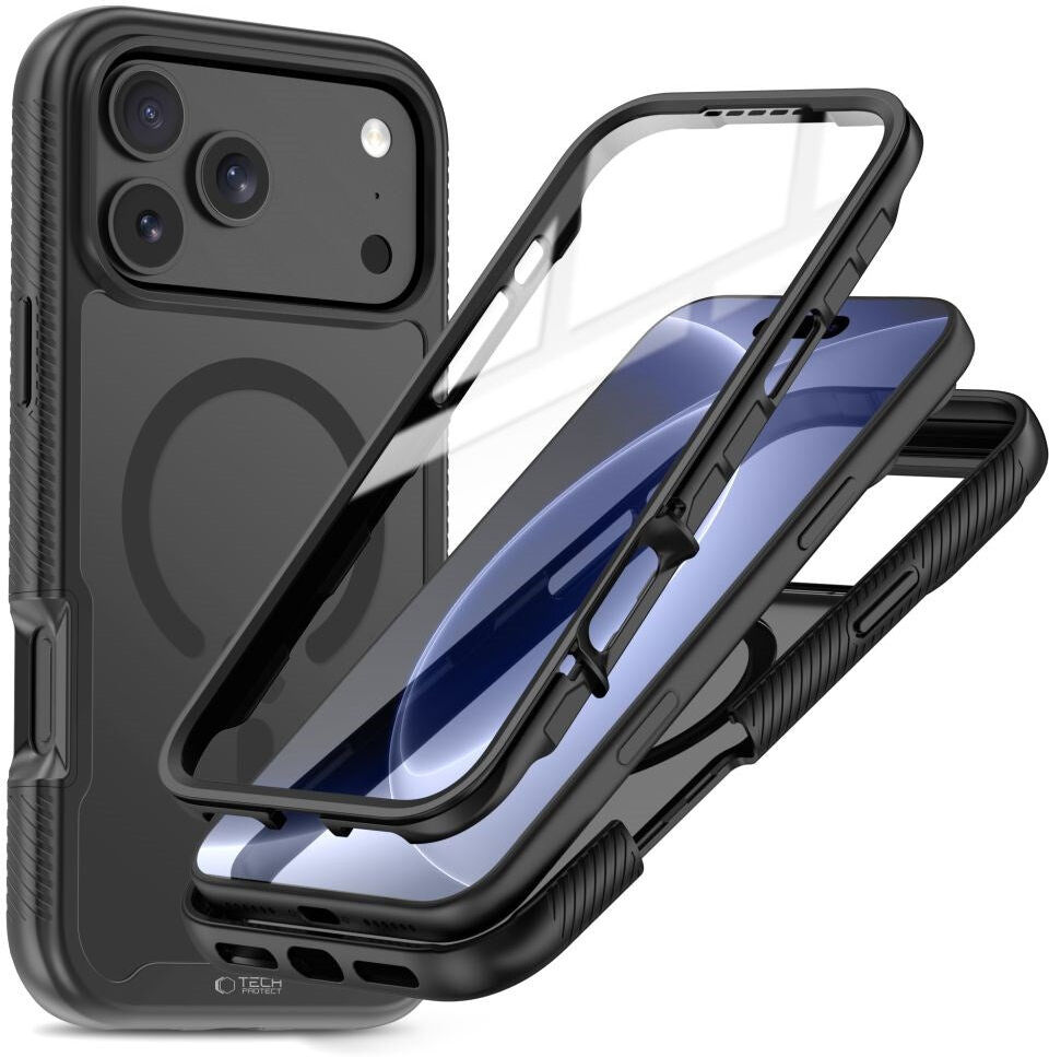 Tech-Protect iPhone 18 Pro / 17 Pro Defense Mobil Cover med Skærmbeskyttelse - MagSafe Kompatibel - Matte Black