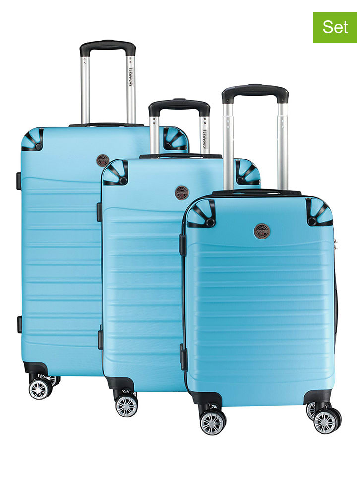 Geographical Norway 3tlg. Hardcase-Trolleyset "Shock" in Hellblau - onesize