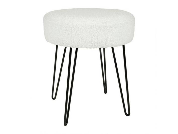 Tabouret bouclette blanc pieds métal Ostaria