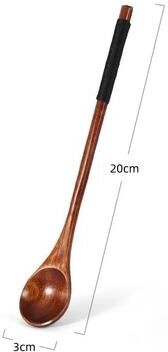 Inspire Essentials Wooden Tea Spoon Set Natural Coffee Spoon Long Handle Dessert Spoon 2