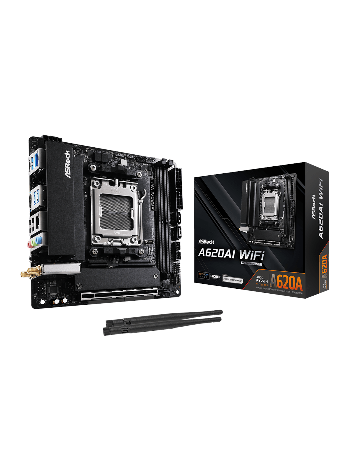 ASRock A620AI WiFi Mainboard - AMD A620A - AMD AM5 - DDR5 RAM - Mini-ITX