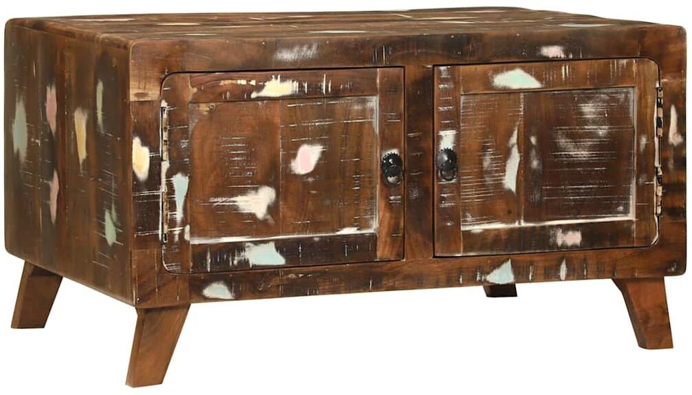 vidaXL Mesa de Café Multicolor Madera sólida recuperada Multicolor