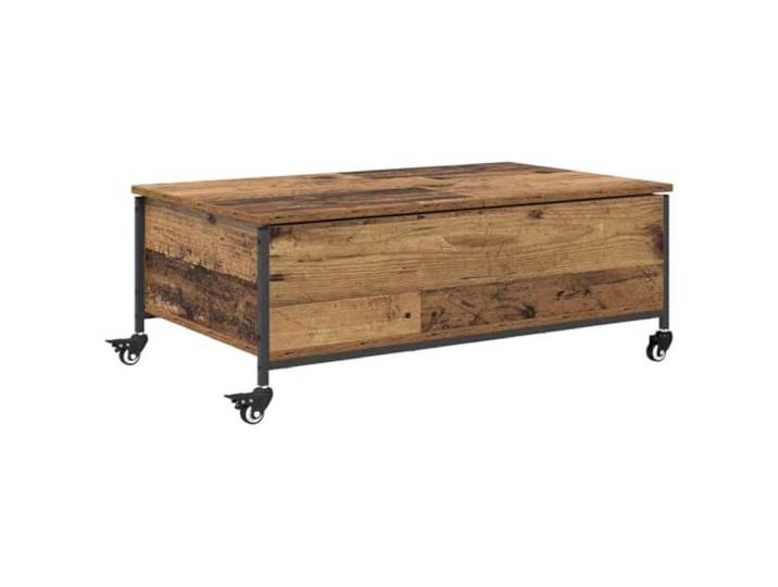 KMVXCVNM Couchtisch Altholz 91 x 55 x 32 cm Wohnzimmertisch Zwei praktische Fächer für Zeitschriften und Fernbedienung sorgen für Ordnung in der Sitzecke und im Wohnbereich.