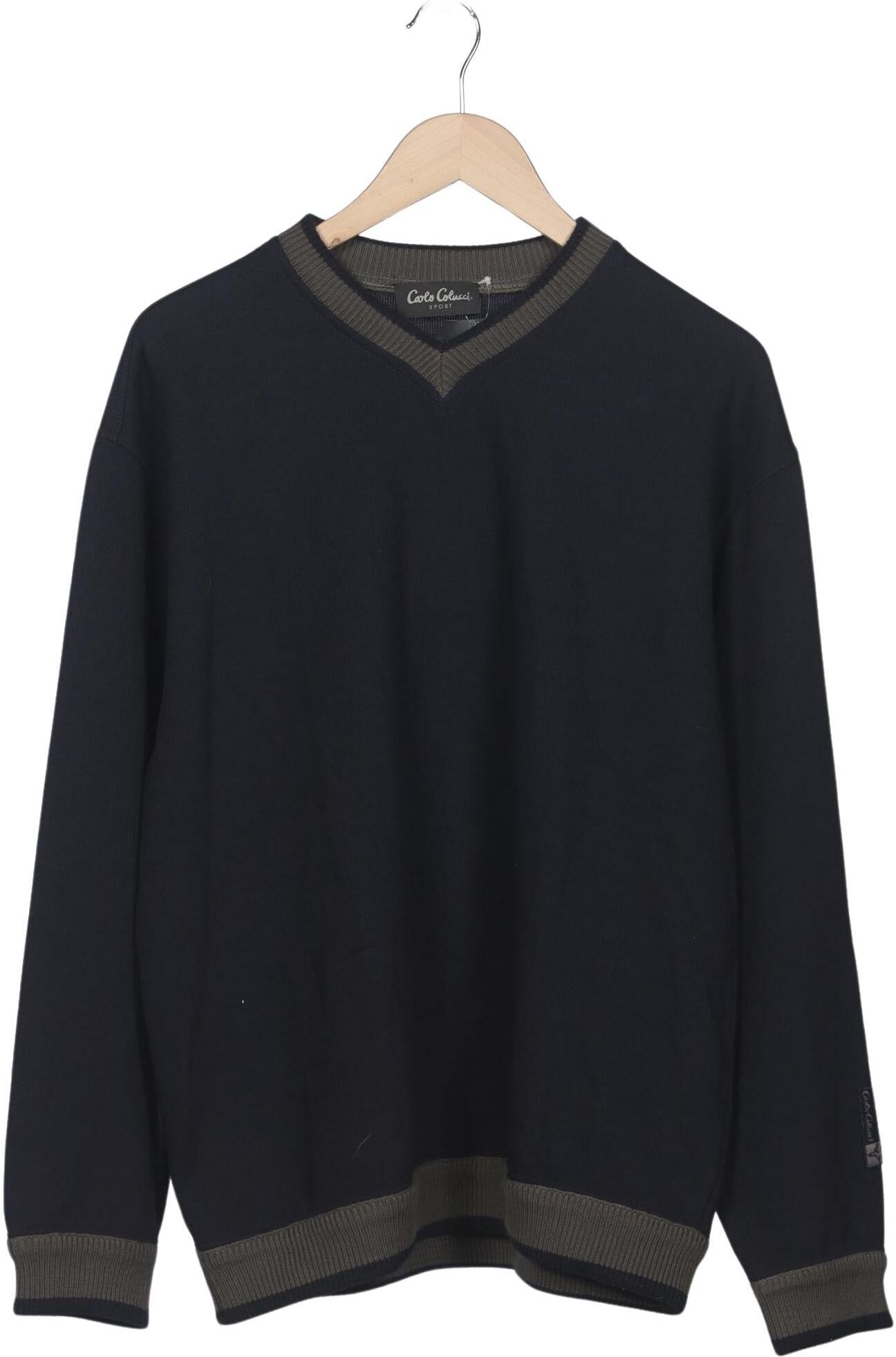 Carlo Colucci Herren Pullover, Marineblau, Gr. M, Synthetik / Baumwolle - Second Hand