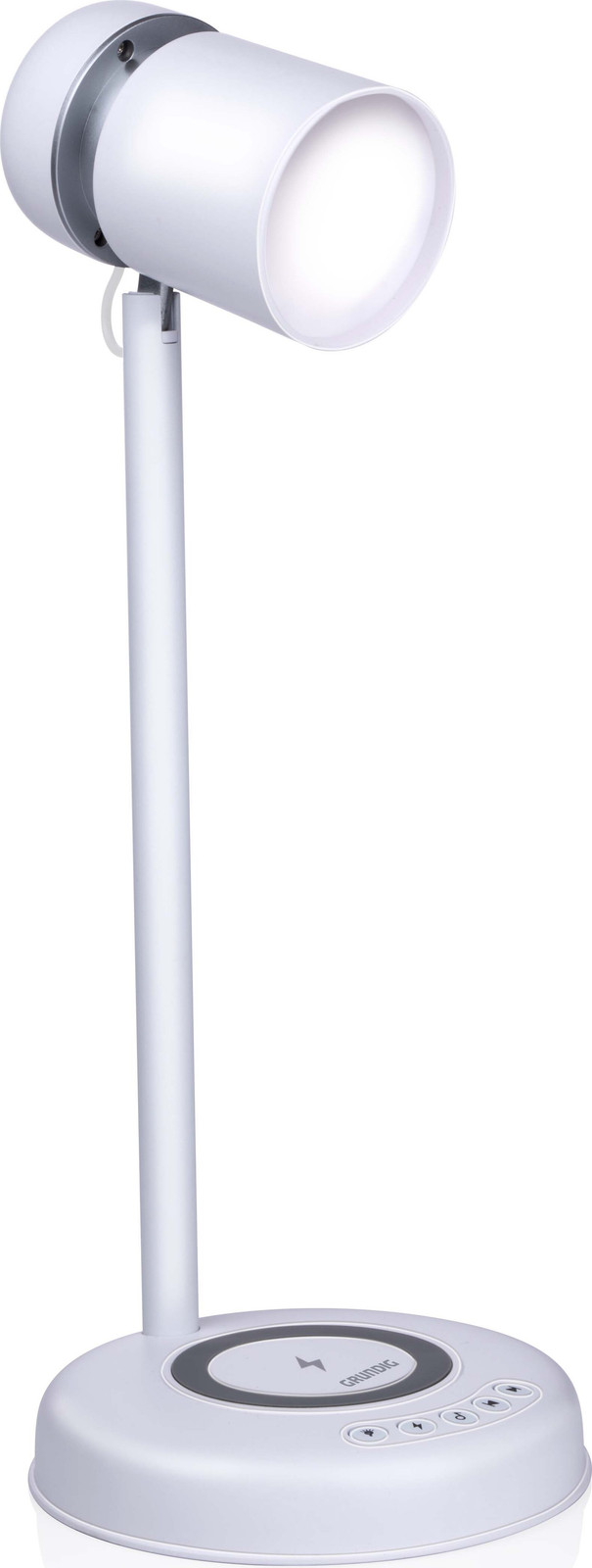 Grundig LED bureaulamp 3-in-1 met Qi-draadloze oplader en Bluetooth-luidspreker - Wit