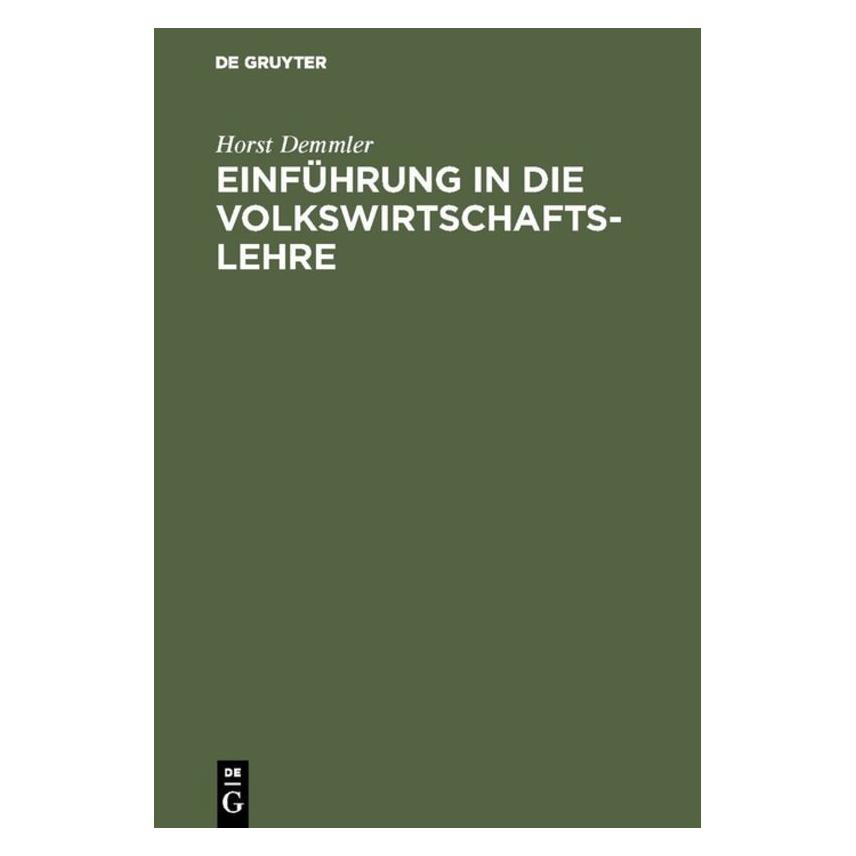 De Gruyter Demmler,H.:Einführung i.d.VWL.,Ãbungs (Deutsch, Softcover, Horst Demmler) (67825989)