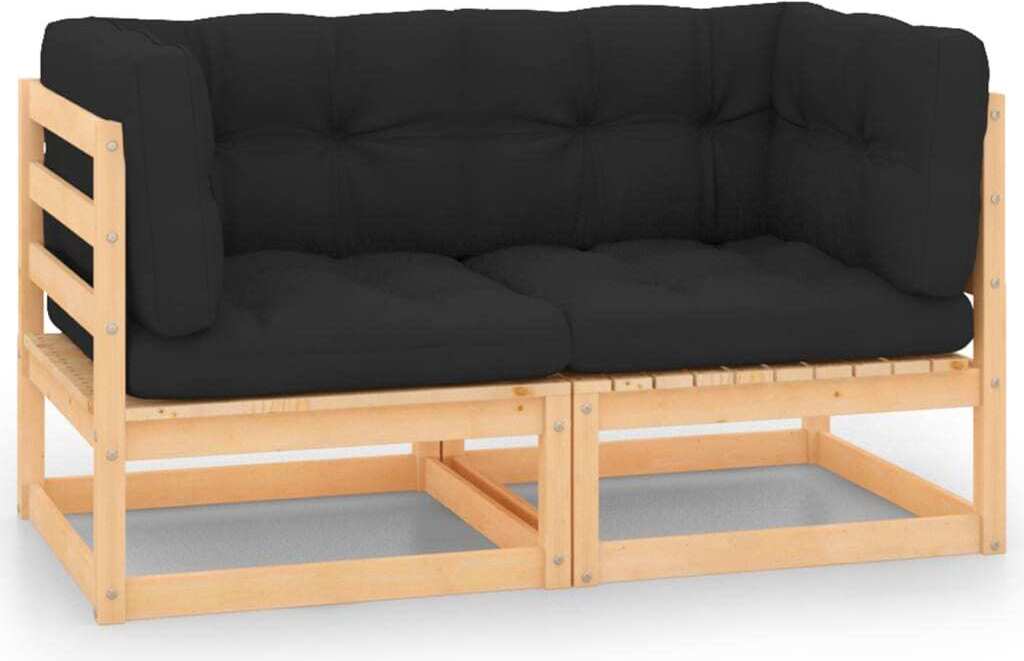 The Living Store Garten-Ecksofas mit Kissen 2 Stk. Massivholz Kiefer