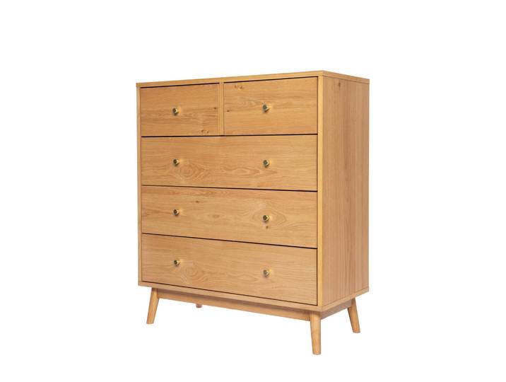 Livetastic Kommode, Natur, Holz, Eiche, furniert, massiv, 5 Schublade(n) Schubladen, 85x99x40 cm, Holzmöbel, Kleinmöbel Holz, Holzkommoden