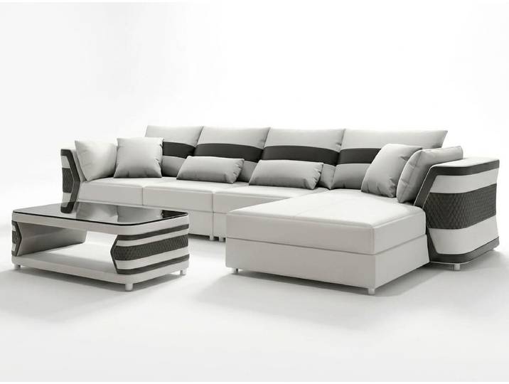 JVmoebel Ecksofa Luxus L-Form Ecksofa Weiß Komfort Modern Wohnlandschaft Couch Sofa *, 1 Teile, Ottomane Links, Ottomane Rechts