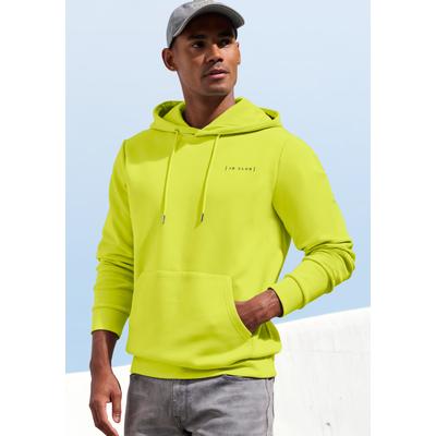 Hoodie JOHN DEVIN, Herren, Gr. L, gelb (neongelb), Interlock, Obermaterial: 67% Baumwolle, 33% Polyester, unifarben, regular fit normal, Rundhals, Rippbündchen, Sweatshirts Hoodie, hochwertige Qualität mit dezentem Logodruck vorn
