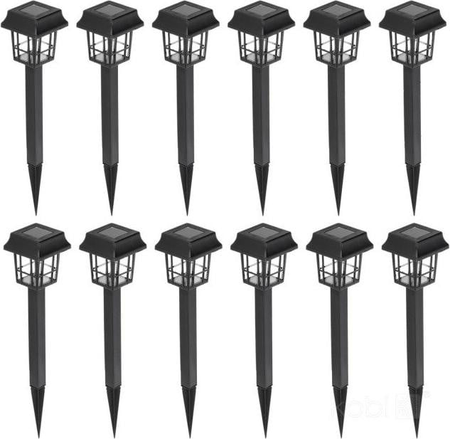 KOBI Set van 12 LED Solar Tuinpaaltjes met Zonnepaneel