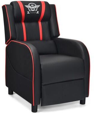 Costway Massage Racing Gaming Single Recliner Chair-Red