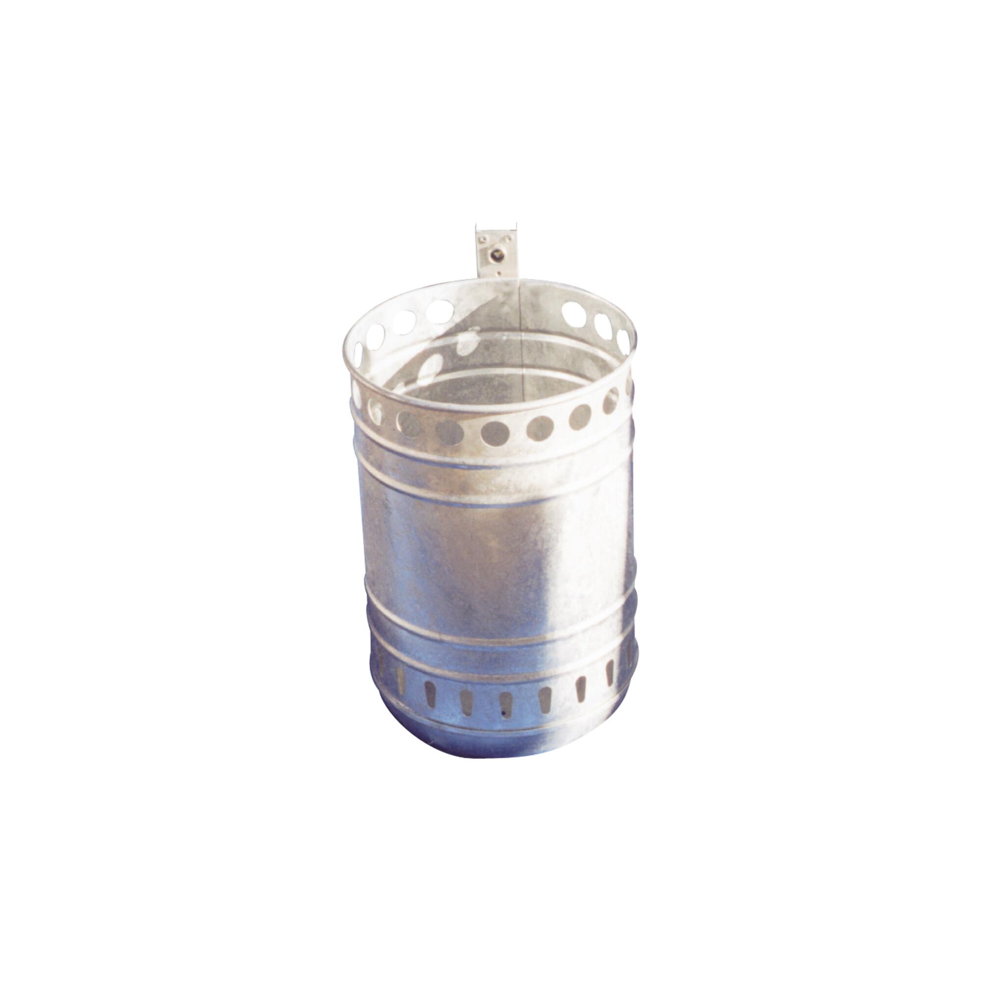 Schake Abfallbehälter oval ca. 45l, 600mm x 260mm x 410mm, montiert + Standpfosten Ø 60 x 1300 mm (4129)