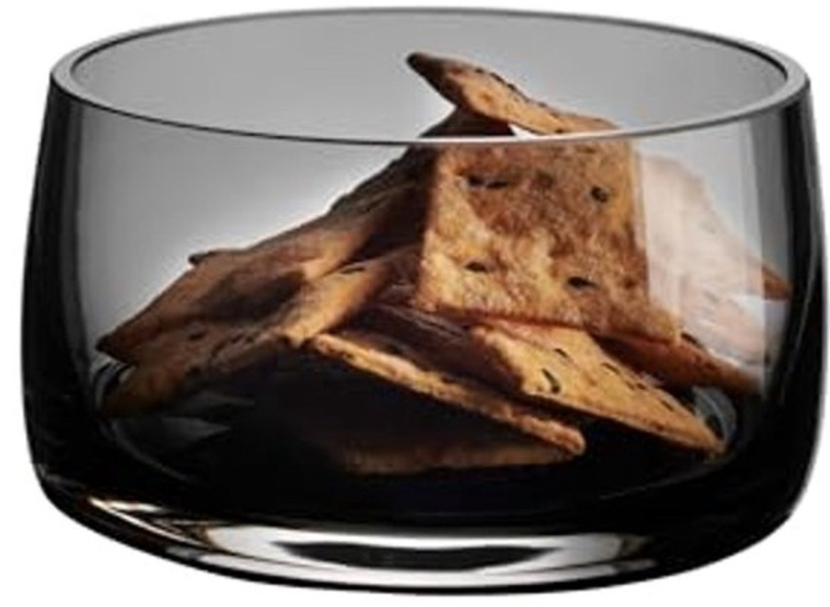 Grijs mondgeblazen glazen dessertkom van 10 cm