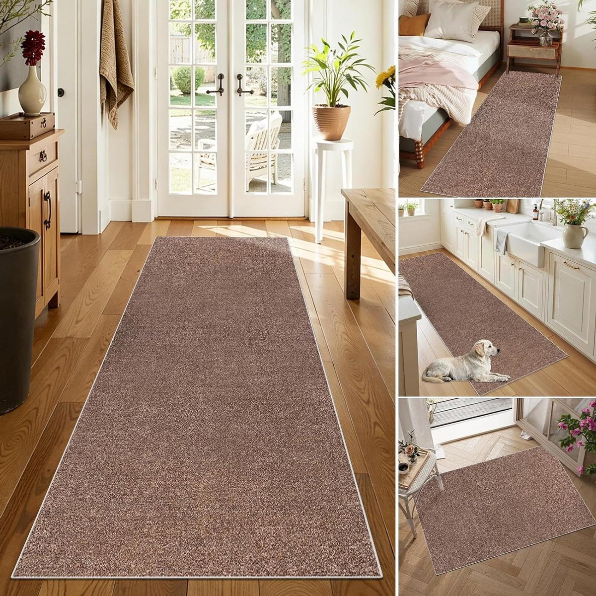 Multicolor Gangloper Tapijt voor Keuken of Hal met Antislip Achterkant, Polyester, B/D: 70 x 250 cm