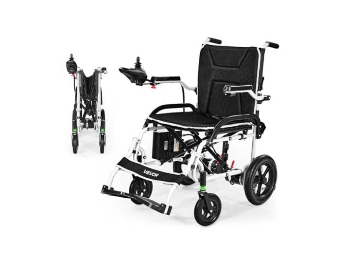 VEVOR Fauteuil Roulant Électrique\, Capacité de Charge 100 kg\, Autonomie 19\,3 km\, Siège Spacieux Confortable 450 mm\, Fauteuil Roulant Motorisé Pliable Léger Portable pour Personnes Âgées\, Handicapées
