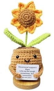 Uplift Essentials Handwoven Heart Flower Pocket Hug Doll Positive Card Desktop Gift Ornament sunflower