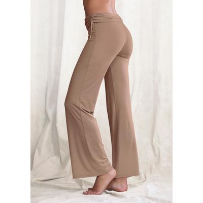 Jazzpants LASCANA, Damen, Gr. 52/54, N-Gr, blau (taupe), Single Jersey, Obermaterial: 93% Polyester, 7% Elasthan, unifarben, Basic, lang, Hosen, mit Umschlagbund zum Raffen