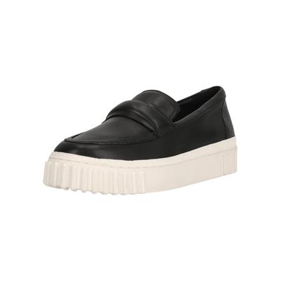 Slipper CLARKS "Mayhill Cove", Damen, Gr. 35,5, Kunstfaser, schwarz, Leder, Schuhe Slipper, mit breiter Außen-Sohle