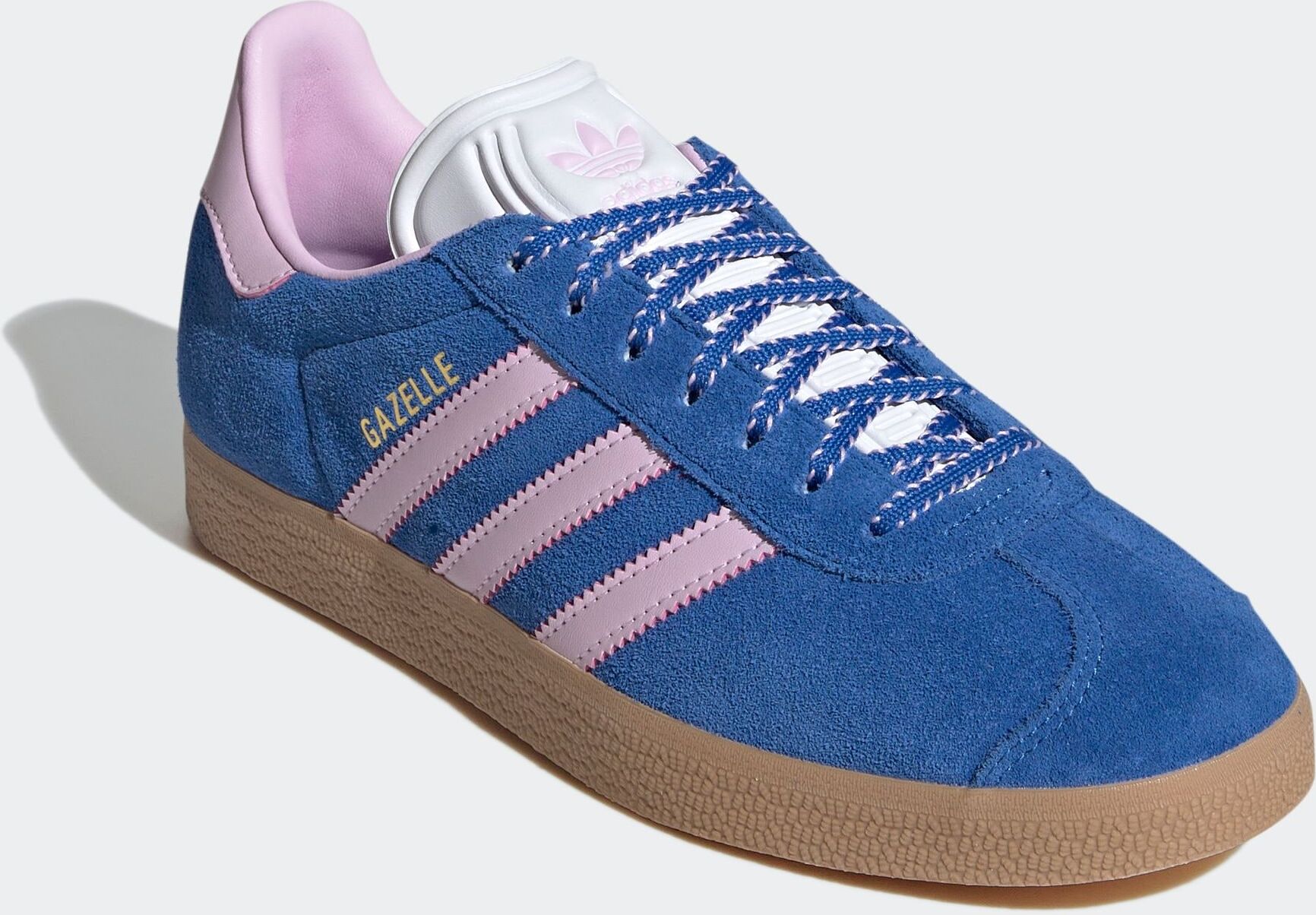 Sneaker ADIDAS ORIGINALS "GAZELLE", Damen, Gr. 38, blau (blau, orchid fusion, gum 3), Leder, Synthetik, Schuhe Sneaker blau, orchid fusion, gum 3 38