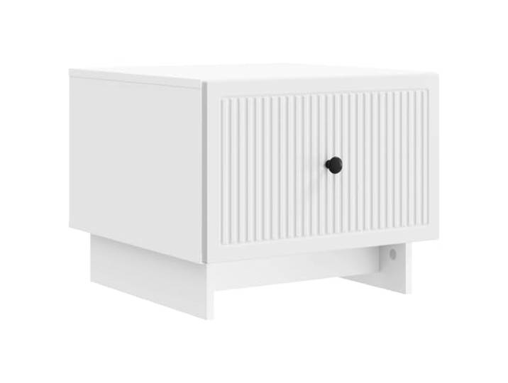 KKgypkn Couchtisch Mit Schubladen Weiss 49 x 50 x 40 cm Holzwerkstoff Gestreiftes Randdesign, viele Facher, einfache Reinigung, vielseitig nutzbar