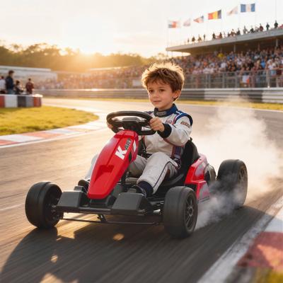 Homcom Aosom Electric Go Kart, 24V Dual 150W Motors, Adjustable Seat, 11.2MPH, 5-Point Safety Belt