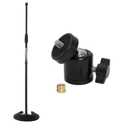 keepdrum MS096 Mikrofonständer mit Kugelgelenk, Mikrofonständer, Schwarz
