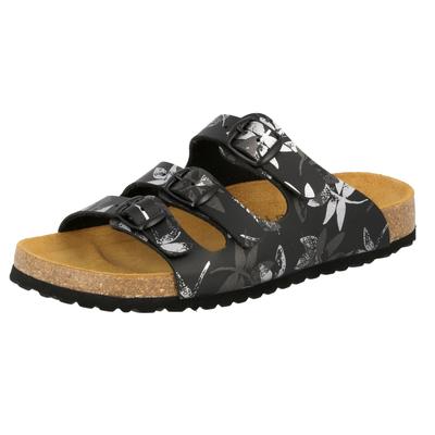 Pantolette LICO "Pantolette Bioline Leave", Damen, Gr. 36, schwarz, Synthetik, Schuhe Pantolette