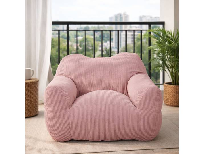 Pouf Poire Xxl Avec Accoudoirs\, Fauteuil Relax Ergonomique\, Rose