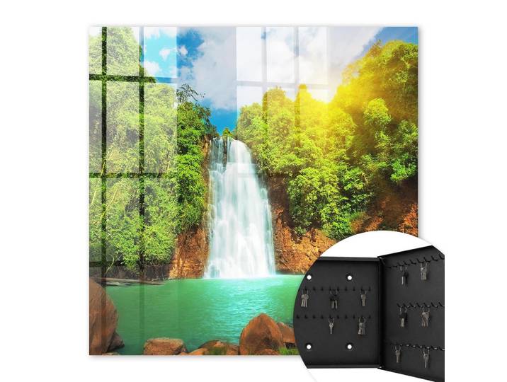 SCHLÜSSELBOX Schwarz 30x30 cm- Türöffnung nach rechts - Tropischer Wasserfall
