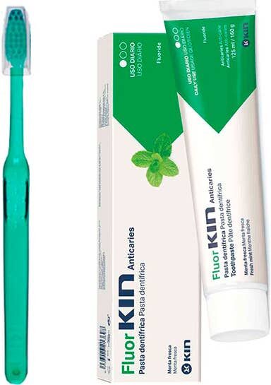 Kin Fluor Anticaries Pasta Dentífrica Menta Fresca + Cepillo Dental Medio