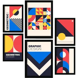 POSTER Set Mit 6 Drucken Im Bauhaus 1 Geometrische Designkollektion A3 & A4 Rahmenlos
